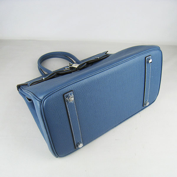 High Quality Fake Hermes Birkin 35CM Togo Leather Bag Blue 6089